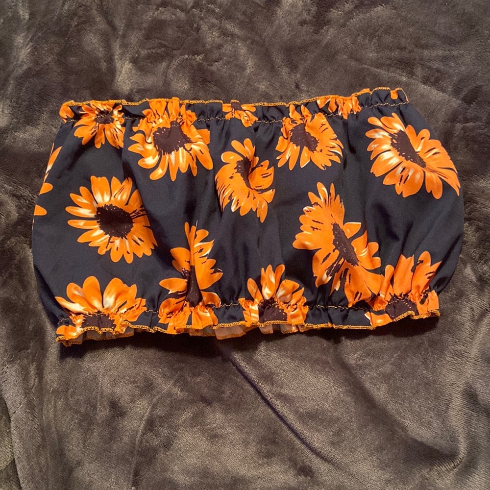Sunflower Strapless Crop top from SHEIN Size: Small